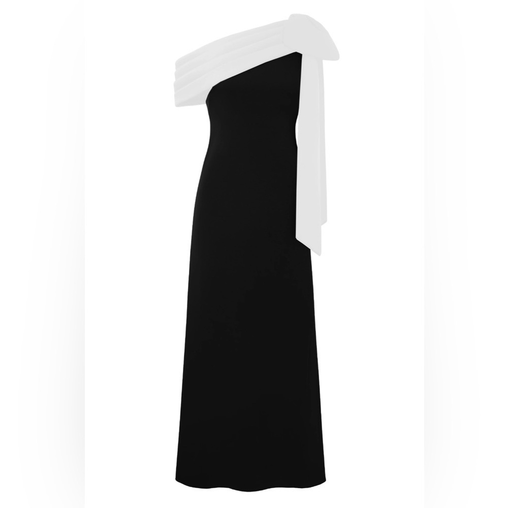 White and Black Babeyond Modern Glamour Off-Shoulder Evening Gown